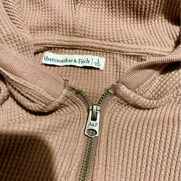 Abercrombie fitch hoodie Waffle Knit Zipper Crop Summer Beach Cover Women’s L - Picture 5 of 5